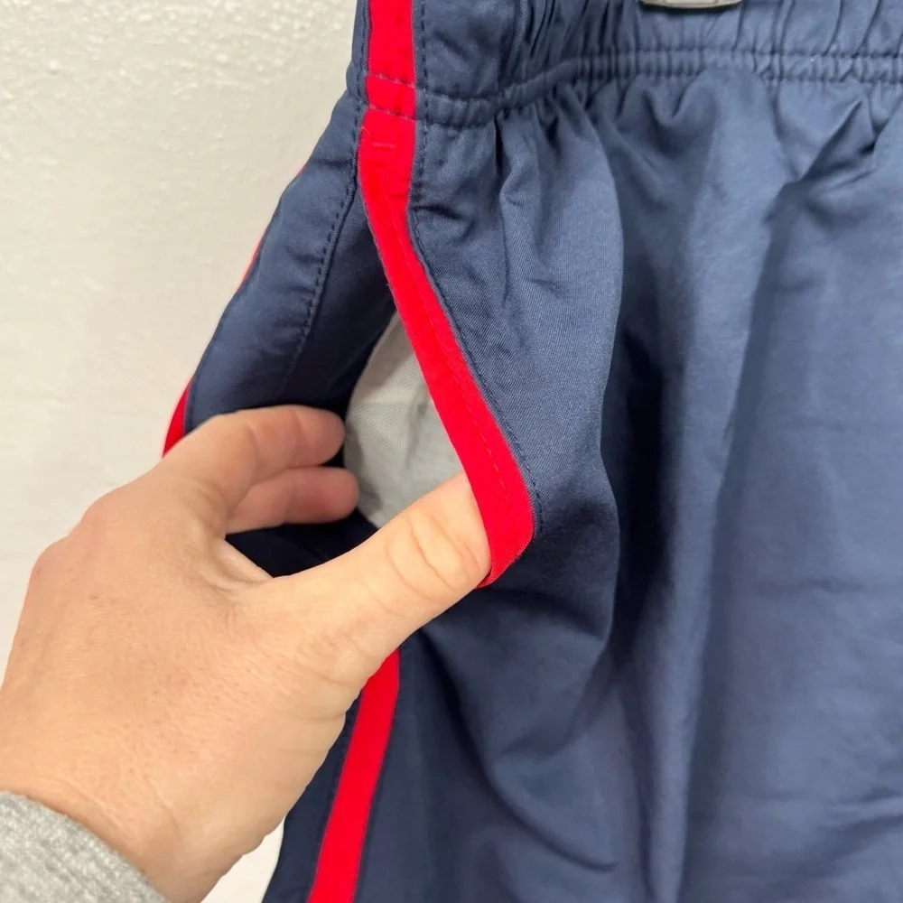 Speedo Men's Swim Trunks Size XXL Navy Blue Red Side Stripe Mesh Lined